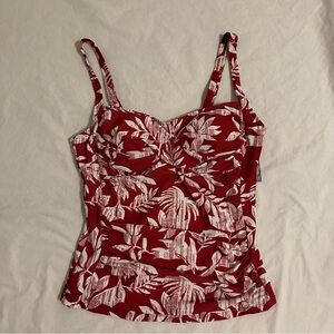 Women’s Hapari NWT Tankini Top Red & White Size XXL 2XL Swim Slimming Ruching